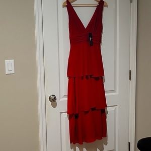 Red Tiered Midi Dress